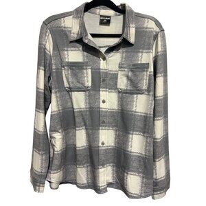 32°Heat Womens Plaid Button-Up Long Sleeve Shirt Size M Gray/White